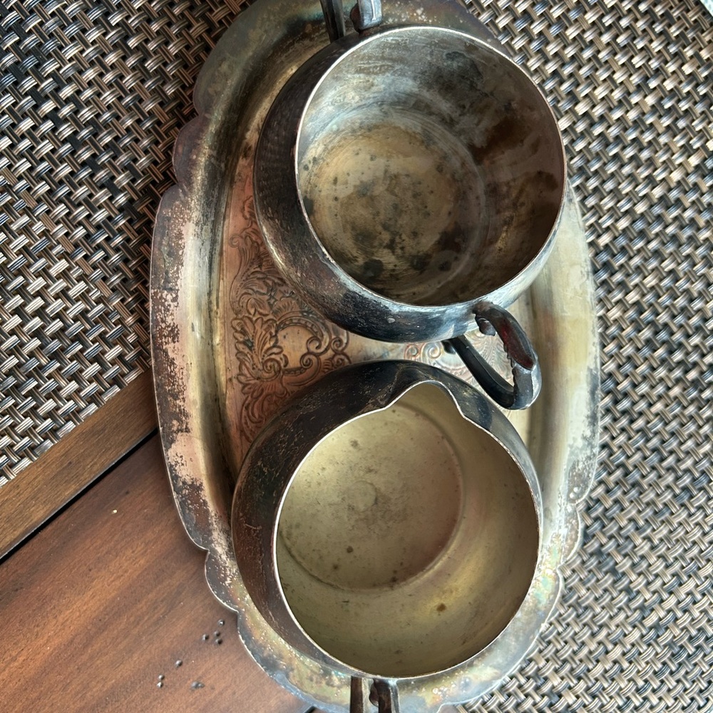 Vintage Silver Creamer and Sugar Bowl Set